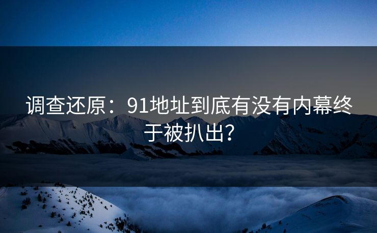调查还原：91地址到底有没有内幕终于被扒出？
