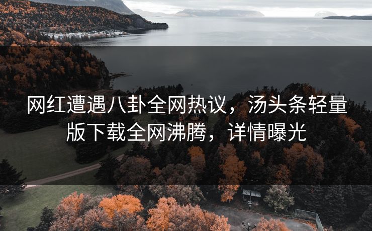 网红遭遇八卦全网热议，汤头条轻量版下载全网沸腾，详情曝光