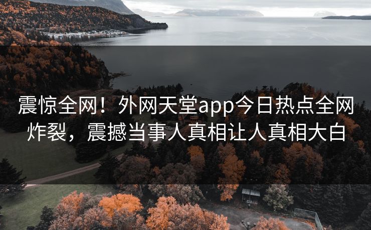 震惊全网！外网天堂app今日热点全网炸裂，震撼当事人真相让人真相大白