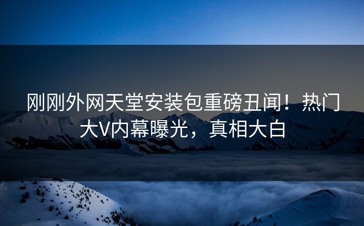 刚刚外网天堂安装包重磅丑闻！热门大V内幕曝光，真相大白