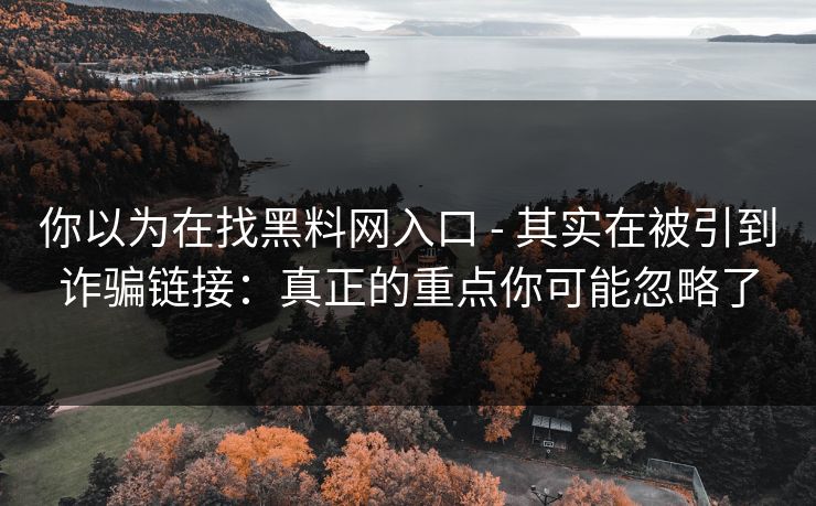 你以为在找黑料网入口 - 其实在被引到诈骗链接：真正的重点你可能忽略了
