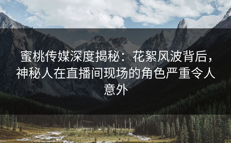 蜜桃传媒深度揭秘：花絮风波背后，神秘人在直播间现场的角色严重令人意外